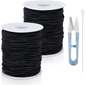 FIVEIZERO 2 Rolls Elastic Bracelet String Total 330 Feet,1.0mm,1.2mm,1.5mm Elastic Cord for Beading Stretchy String with Beading Needle for Bracelets, Sewing, Necklace, Jewelry Making and Crafts