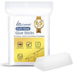 Liumai 65 قطعة من أعواد الغراء الساخن بالحجم الكامل، 5.5 بوصة طول × 0.43 بوصة قطر كامل الحجم من أعواد الغراء الساخن لبنادق الغراء، أعواد الغراء الساخن لمسدس الغراء بالحجم الكامل، شفاف in Kuwait