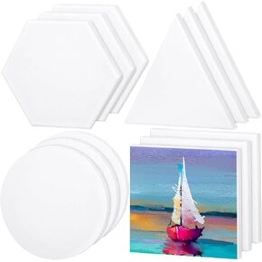 Aodaer 12 Pieces Stretched Canvas for Painting 6 Inch Blank Canvas Panels Triangle Square Hexagon Round Shape Canvases Boards Art Supplies for Acrylic Pouring Oil Painting in Saudi Arabia
