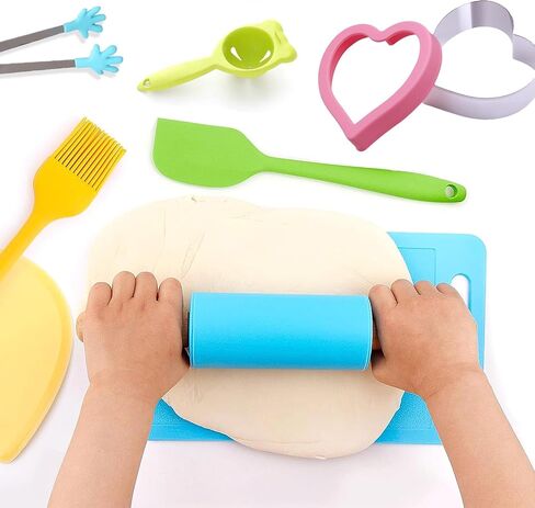 15 Pcs Kids Junior Tiny Play Kitchen Accessories - Mini Kitchen Real Cooking Baking Sets for Real Food Making - Easy Bake Oven Stove for Kids, Chef, Apron, Oven Mitt, Recipes - Gift for Boys Girls Age in Saudi Arabia