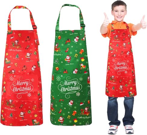 2 قطعة مريلة عيد الميلاد للأطفال مقاومة للماء عيد الميلاد للأطفال مريلة قابلة للتعديل in Kuwait