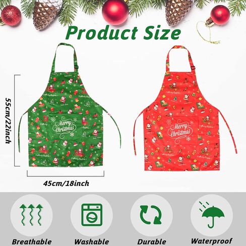 2 قطعة مريلة عيد الميلاد للأطفال مقاومة للماء عيد الميلاد للأطفال مريلة قابلة للتعديل in Kuwait