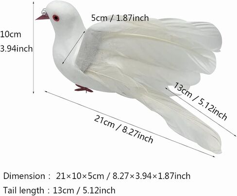 LWINGFLYER Large White Flying Doves 9.5-Inch Artificial Simulation Foam Bird Feathered Dove for Craft Wedding Decoration Party Accessories Christmas Tree Ornaments (Big Fly Dove) in Kuwait