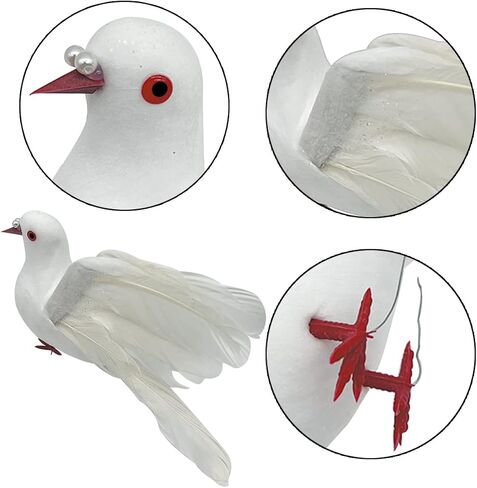 LWINGFLYER Large White Flying Doves 9.5-Inch Artificial Simulation Foam Bird Feathered Dove for Craft Wedding Decoration Party Accessories Christmas Tree Ornaments (Big Fly Dove) in Kuwait