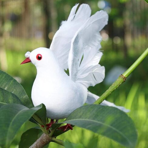 LWINGFLYER Large White Flying Doves 9.5-Inch Artificial Simulation Foam Bird Feathered Dove for Craft Wedding Decoration Party Accessories Christmas Tree Ornaments (Big Fly Dove) in Kuwait