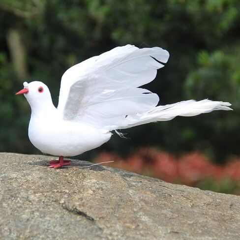 LWINGFLYER Large White Flying Doves 9.5-Inch Artificial Simulation Foam Bird Feathered Dove for Craft Wedding Decoration Party Accessories Christmas Tree Ornaments (Big Fly Dove) in Kuwait