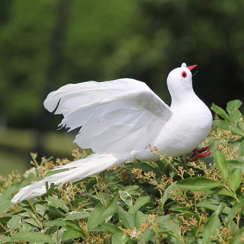 LWINGFLYER Large White Flying Doves 9.5-Inch Artificial Simulation Foam Bird Feathered Dove for Craft Wedding Decoration Party Accessories Christmas Tree Ornaments (Big Fly Dove) in Kuwait