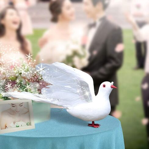 LWINGFLYER Large White Flying Doves 9.5-Inch Artificial Simulation Foam Bird Feathered Dove for Craft Wedding Decoration Party Accessories Christmas Tree Ornaments (Big Fly Dove) in Kuwait