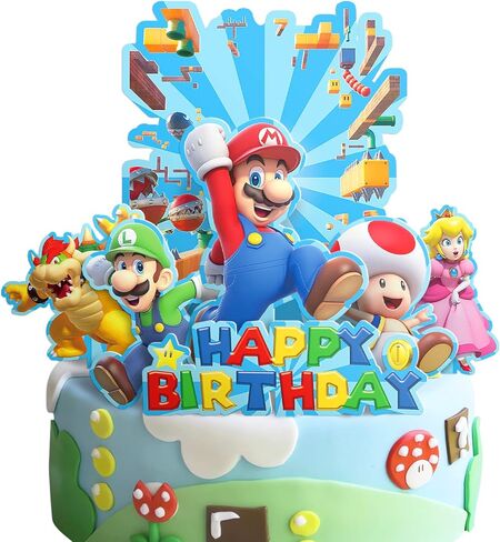 مجموعة زينة كعكة ماريو لتزيين حفلات اعياد الميلاد من بويودجز، 7 قطع in Kuwait