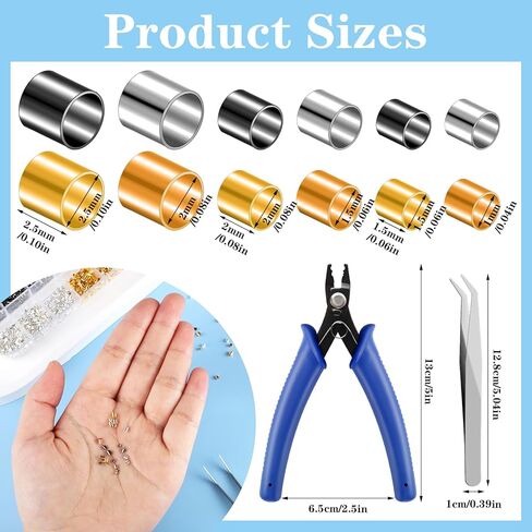 WSICSE 1644 قطعة من الخرز المجعد لصنع المجوهرات، وأغطية التجعيد، وأنابيب التجعيد وحراس الأسلاك، ومشابك جراد البحر، ومجموعة حلقات القفز لصنع المجوهرات بنفسك in Kuwait