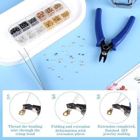 WSICSE 1644 قطعة من الخرز المجعد لصنع المجوهرات، وأغطية التجعيد، وأنابيب التجعيد وحراس الأسلاك، ومشابك جراد البحر، ومجموعة حلقات القفز لصنع المجوهرات بنفسك in Kuwait