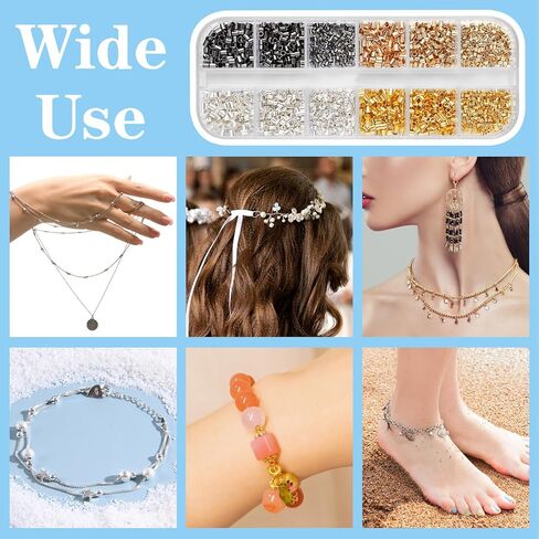 WSICSE 1644 قطعة من الخرز المجعد لصنع المجوهرات، وأغطية التجعيد، وأنابيب التجعيد وحراس الأسلاك، ومشابك جراد البحر، ومجموعة حلقات القفز لصنع المجوهرات بنفسك in Kuwait