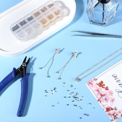 WSICSE 1644 قطعة من الخرز المجعد لصنع المجوهرات، وأغطية التجعيد، وأنابيب التجعيد وحراس الأسلاك، ومشابك جراد البحر، ومجموعة حلقات القفز لصنع المجوهرات بنفسك in Kuwait