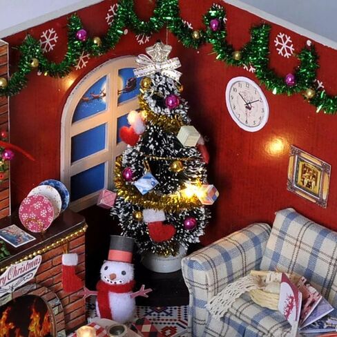 Flever Dollhouse Miniature DIY House Kit Creative Room with Furniture and Glass Cover for Romantic Artwork Gift(Christmas Eve) in Kuwait
