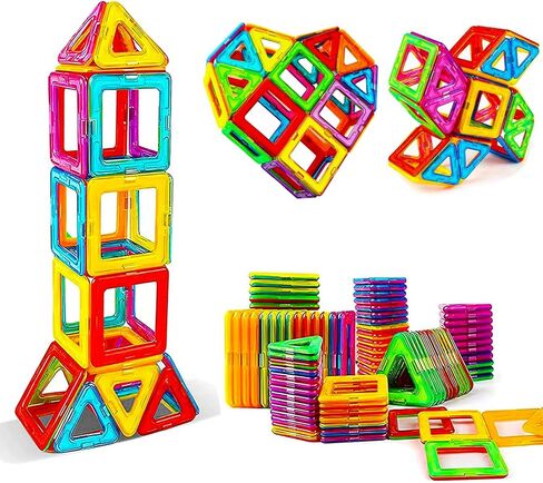 ألعاب بناء مكعبات مغناطيسية من Rock Goldfish للأطفال، مجموعة ألعاب STEM للبلاط المغناطيسي كتل تعليمية للأولاد والبنات (X-20) in Kuwait