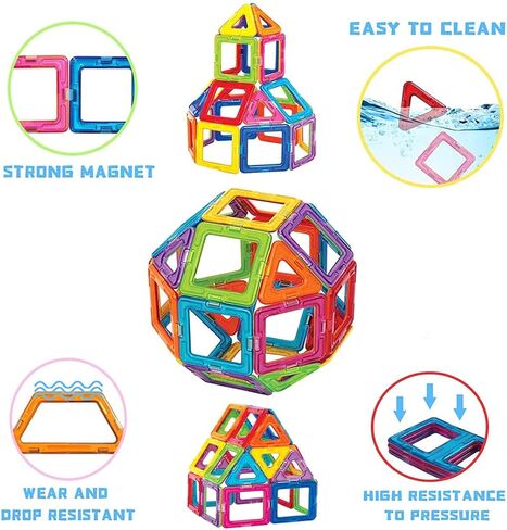 ألعاب بناء مكعبات مغناطيسية من Rock Goldfish للأطفال، مجموعة ألعاب STEM للبلاط المغناطيسي كتل تعليمية للأولاد والبنات (X-20) in Kuwait