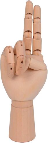 قطعتان من شركة Baitaihem خشبي رسم يدوي مانيكان مع أصابع خشبية مرنة 7 بوصة اليد اليسرى واليمنى in Kuwait