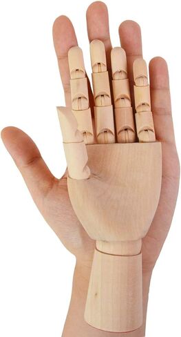 قطعتان من شركة Baitaihem خشبي رسم يدوي مانيكان مع أصابع خشبية مرنة 7 بوصة اليد اليسرى واليمنى in Kuwait