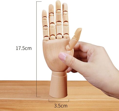 قطعتان من شركة Baitaihem خشبي رسم يدوي مانيكان مع أصابع خشبية مرنة 7 بوصة اليد اليسرى واليمنى in Kuwait