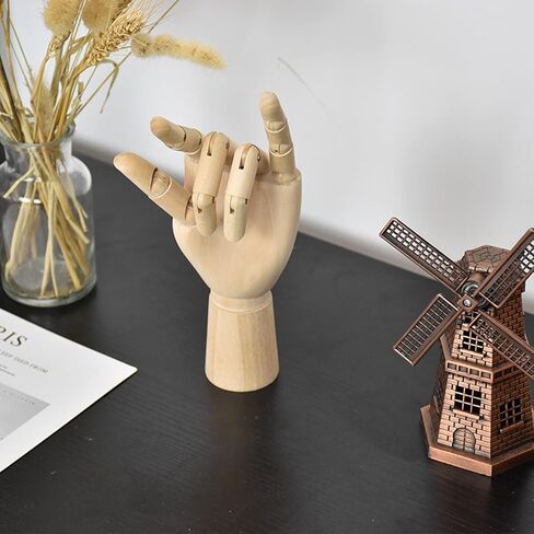 قطعتان من شركة Baitaihem خشبي رسم يدوي مانيكان مع أصابع خشبية مرنة 7 بوصة اليد اليسرى واليمنى in Kuwait