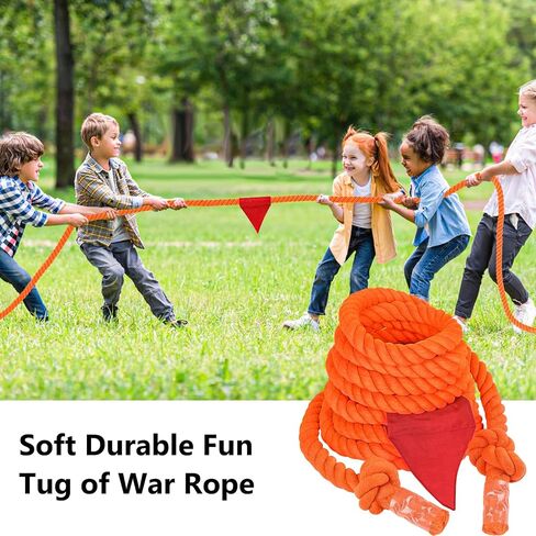 X XBEN Tug of War Rope with Flag for Kids, Teens and Adults, Soft Cotton Rope Games for Team Building Activities, Family Reunion, Birthday Party-20FT in Kuwait