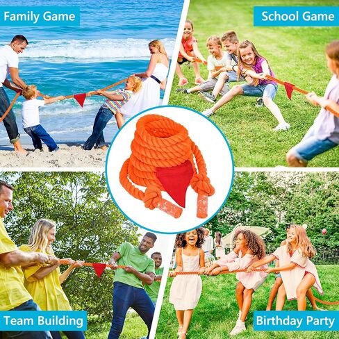 X XBEN Tug of War Rope with Flag for Kids, Teens and Adults, Soft Cotton Rope Games for Team Building Activities, Family Reunion, Birthday Party-20FT in Kuwait