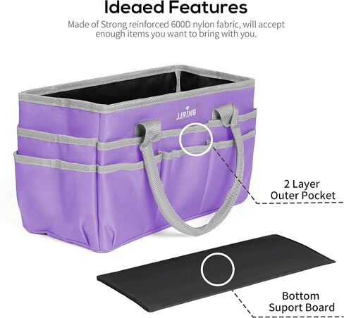 حقيبة JJRING Craft and Art Tote - حقيبة تنظيم الخياطة الفنية من نسيج النايلون الأرجواني 600D مع جيوب - لتخزين الحرف اليدوية وسجلات القصاصات واللوازم الطبية والمكتبية in Kuwait