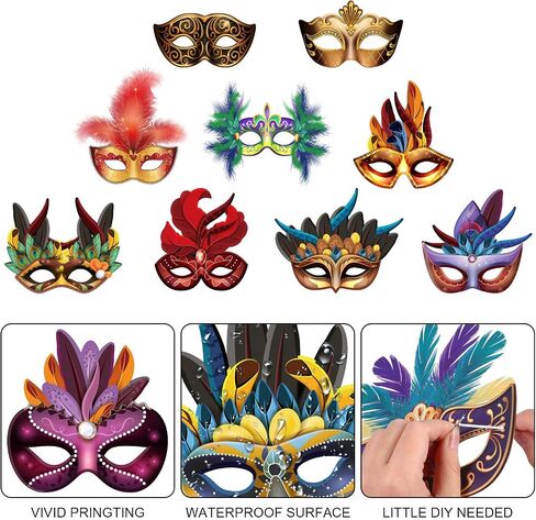 Mardi Gras Masks Paper Masks, Carnival Parade Faux Feather Face Masks Masquerade Party New Orleans Novelty Masks Fantasy for Boy Girls Costume Party Favors in Saudi Arabia