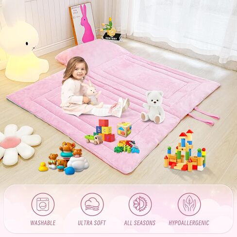 حقيبة نوم للأطفال على شكل وحيد القرن باللون الوردي للفتيات على شكل نجمة قوس قزح وحقيبة نوم من الصوف الناعم من الصوف للقيلولة للعناية النهارية، سجادات نوم محمولة للأطفال الصغار مع حقيبة حمل in Kuwait