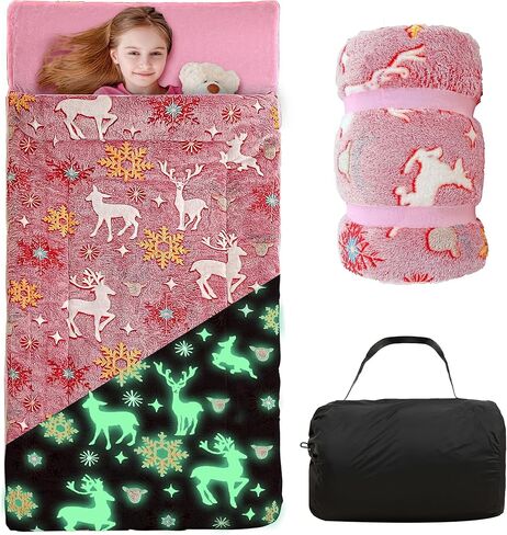 حقيبة نوم للأطفال على شكل ديناصور بلوي للأولاد والبنات تتوهج في حقيبة النوم الداكنة، سجادة قيلولة ناعمة من القطيفة للأطفال الصغار للعناية النهارية، سجادة نوم باللون الوردي والأحمر، مع حقيبة حمل in Kuwait