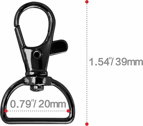 80 Pack Lanyard Swivel Snap D Ring Hooks in 7 Colors for Crafts and Purse Hardware (1.5" L X 0.75" W) in Kuwait