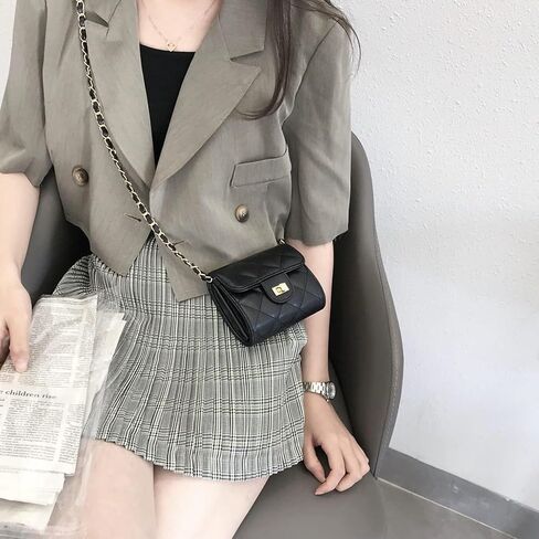 محفظة WOLAIYE بأشرطة سلسلة ذهبية من الجلد المنسوج لحقيبة المحفظة وحقائب الكتف عبر الجسم وحزام حقيبة بديلة (أسود) in Kuwait