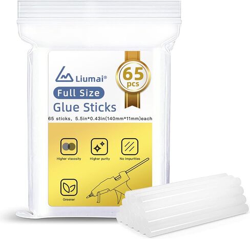 Liumai 65 قطعة من أعواد الغراء الساخن بالحجم الكامل، 5.5 بوصة طول × 0.43 بوصة قطر كامل الحجم من أعواد الغراء الساخن لبنادق الغراء، أعواد الغراء الساخن لمسدس الغراء بالحجم الكامل، شفاف in Kuwait