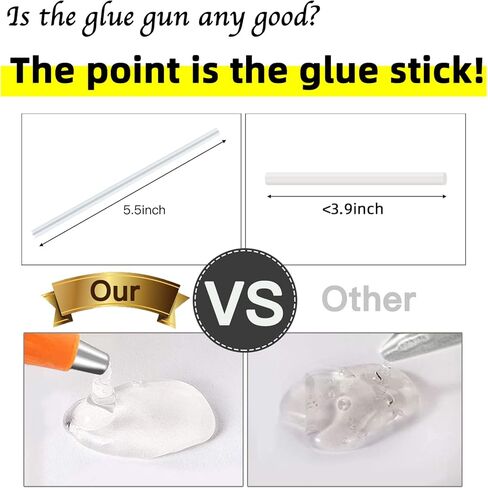 Liumai 65 قطعة من أعواد الغراء الساخن بالحجم الكامل، 5.5 بوصة طول × 0.43 بوصة قطر كامل الحجم من أعواد الغراء الساخن لبنادق الغراء، أعواد الغراء الساخن لمسدس الغراء بالحجم الكامل، شفاف in Kuwait