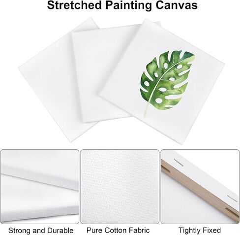 Aodaer 12 Pieces Stretched Canvas for Painting 6 Inch Blank Canvas Panels Triangle Square Hexagon Round Shape Canvases Boards Art Supplies for Acrylic Pouring Oil Painting in Kuwait