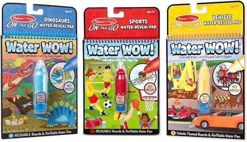 Melissa & Doug On the Go Water Wow! Reusable Color with Water Travel Toy Activity Pad with Chunky Water Pen 3-Pack (Dinosaurs, Adventure, Space) - FSC Certified in Kuwait