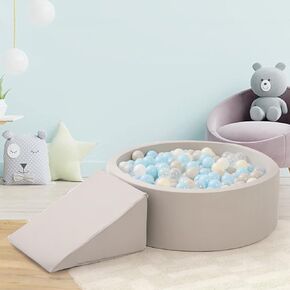 monleelnom Foam Ball Pit for Children Toddlers,Baby Infant Playpen Ball Pool Soft Round Designed Easy to Clean or Install-(Balls NOT Included) Diameter 47.2"Light Grey