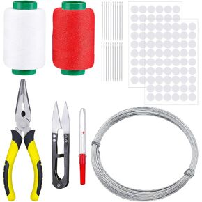 8 Pcs Christmas Make Your Elf Flexible and Bendable Upgrade Kit Tool Including Seam Ripper, Thread for Sewing, Wires, Pliers, Needles, Scissors for Kids Elf Doll Accessories, Not Include Doll (0.9mm)