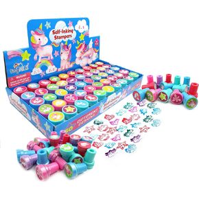 TINYMILLS 50 Pcs Unicorn Assorted Stampers for Kids Stocking Stuffer Party Favor Goodie Bag Prizes Classroom Rewards Pinata Filler Arts and Crafts for Kids Girls Birthday Party Favors