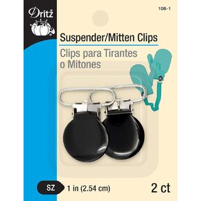 Dritz 108-1 Suspender & Mitten Clips, Black, 1-Inch 2-Count