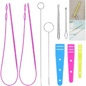 9 قطع من ادوات الخيط للخيوط من تيويول، مجموعات بديلة سهلة الخيط برباط سحب مرن، خطاف تقليب حلقي، خيط سلك مرن مسطح، ملاقط معدنية in Kuwait
