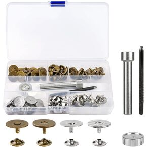 Sopnom 20 Sets 18MM Magnetic Buttons Clasp Snaps Fastener with Install Tool Magnetic Round Snaps DIY Craft Buttons Kit for Sewing, Craft, Purses, Bags, Clothes, Leather (Round)