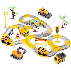 305PCS Construction Race Tracks for Kids Toys, 2 Electric Toy Cars,4Construction Cars, DIY Collage Flexible Track Toys Set, Kids Gifts for 3-8 Year Old Boys and Girls Toys in Saudi Arabia