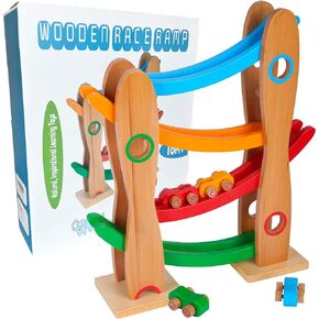 مسار سيارة سباق خشبي من مونتيسوري ماما - ألعاب أطفال للأولاد الصغار من عمر 2 إلى 3 سنوات - مسار سباق من الخشب الصلب الممتاز للأطفال الصغار من سن 3 إلى 5 سنوات - هدية مثالية لألعاب مونتيسوري في عبوة أنيقة - لا تحتاج إلى تجميع in Kuwait
