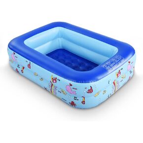 Inflatable Kiddie Pool, 51" x 33" x 21" Higher Kids Swimming Pool for Indoor or Outdoor, Ocean World Inflatable Bathtub with Inflatable Soft Floor, Ball Pit Pool