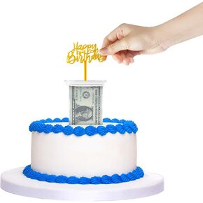Money Cake Pull Out Kit Includes 1 Money Box 1 Plastic Roll 50 Transparent Bag Connected Pocket, and Happy Birthday Cake Topper for Birthday Parties in Kuwait