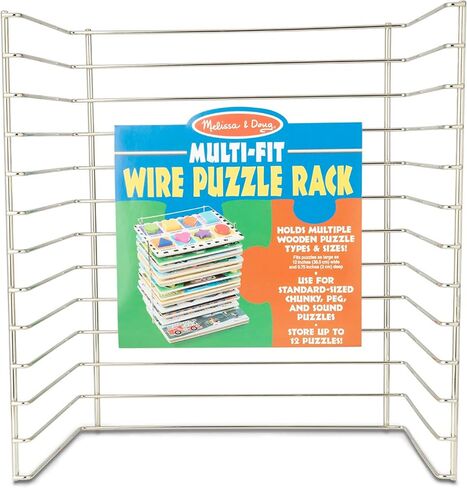 Melissa & Doug Multi-Fit Metal Wire Puzzle Rack 12 Inches Wide And 0.75 Inches Deep - Puzzle Holder Rack Storage Organizer For Kids,Silver in Saudi Arabia