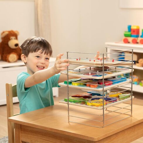 Melissa & Doug Multi-Fit Metal Wire Puzzle Rack 12 Inches Wide And 0.75 Inches Deep - Puzzle Holder Rack Storage Organizer For Kids,Silver in Saudi Arabia