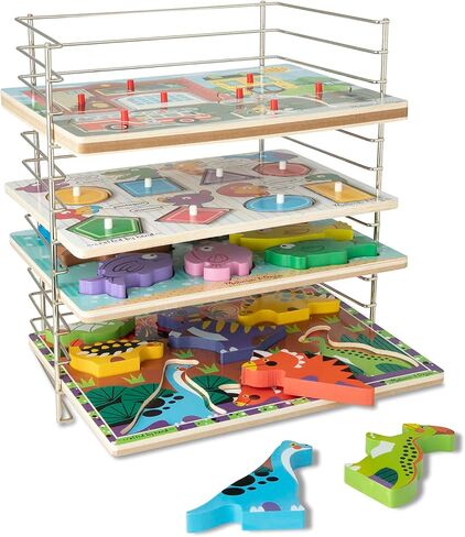 Melissa & Doug Multi-Fit Metal Wire Puzzle Rack 12 Inches Wide And 0.75 Inches Deep - Puzzle Holder Rack Storage Organizer For Kids,Silver in Saudi Arabia