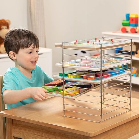 Melissa & Doug Multi-Fit Metal Wire Puzzle Rack 12 Inches Wide And 0.75 Inches Deep - Puzzle Holder Rack Storage Organizer For Kids,Silver in Saudi Arabia